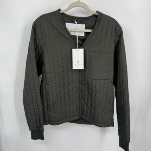 Rains‎ Jacket Unisex XS/S Green Liner Quilted Lightweight Zip Front Layer